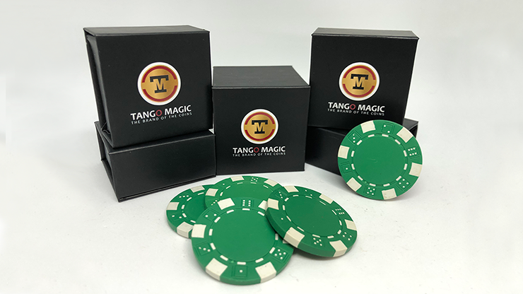 Expanded Shell Poker Chip Green plus 4 Regular Chips (PK001G)  by Tango Magic