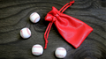 Set of 4 Leather Balls for Cups and Balls (White w/Red Stitching) by Leo Smetsers - Trick