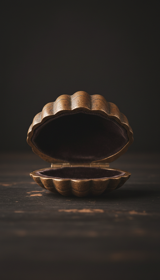 Velvet-Lined Coin Shell in Antique Bronze