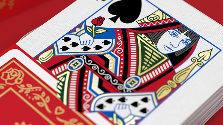 Red Roses Gold Foil Playing Cards (Fully Marked)