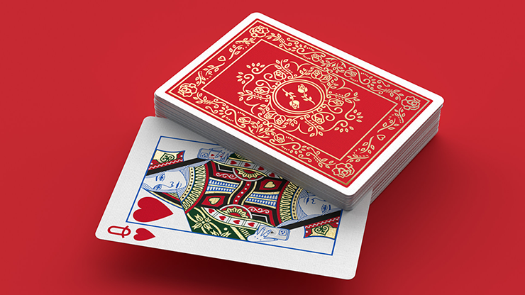 Red Roses Gold Foil Playing Cards (Fully Marked)